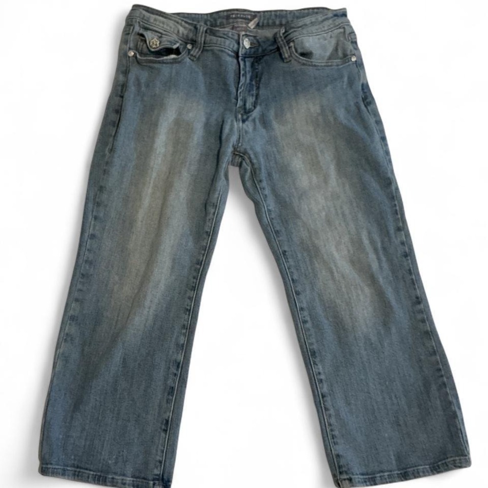 Paperbag Cropped Jeans Women Size 11 Blue Medium Wash Flap Pockets